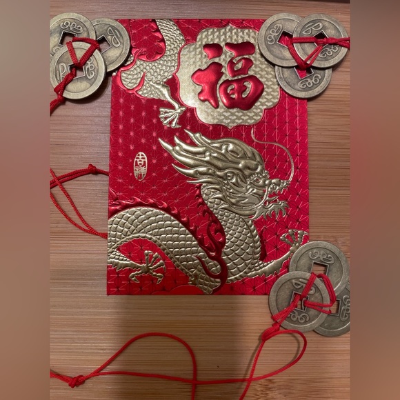 Red Lucky Money Envelope 3 Feng Shui Coin Set - Picture 12 of 13